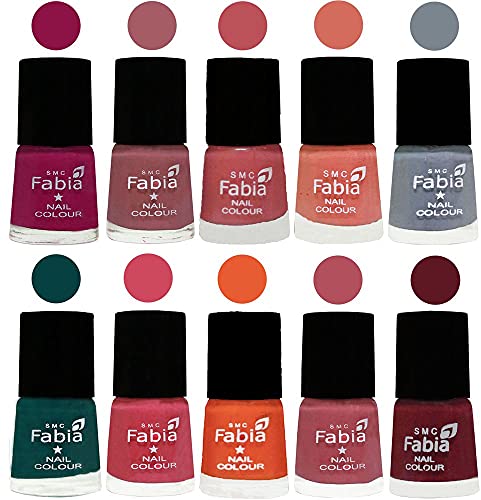 Image of ALL IN ONE (PACK OF 10), Long Lasting Glossy Nail Polish, 6 ml Each, All Vibrant Colours,01957