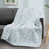Exclusivo Mezcla Microfiber Quilted Throw Blanket, Flower Pattern Throw for Bed/ Couch/ Sofa, Soft...