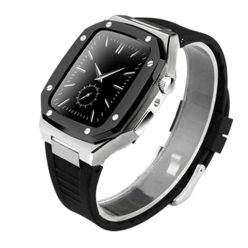 Boîtier en acier inoxydable 45mm pour Apple Watch, kit de modification luxe avec bracelet