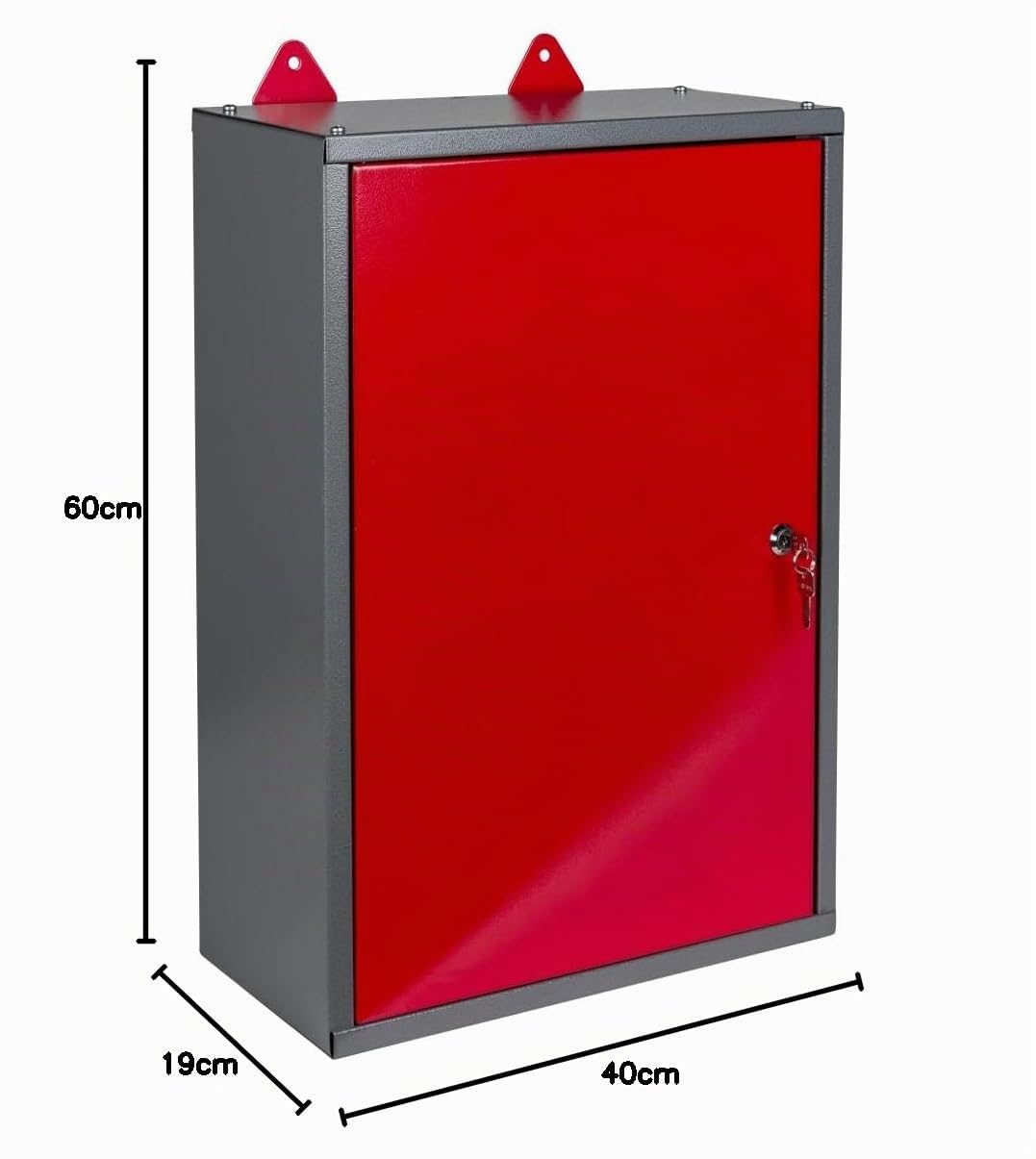 Werkstattschrank Metall abschließbar, Lochwand & Einlegeboden (40x60x19 cm)