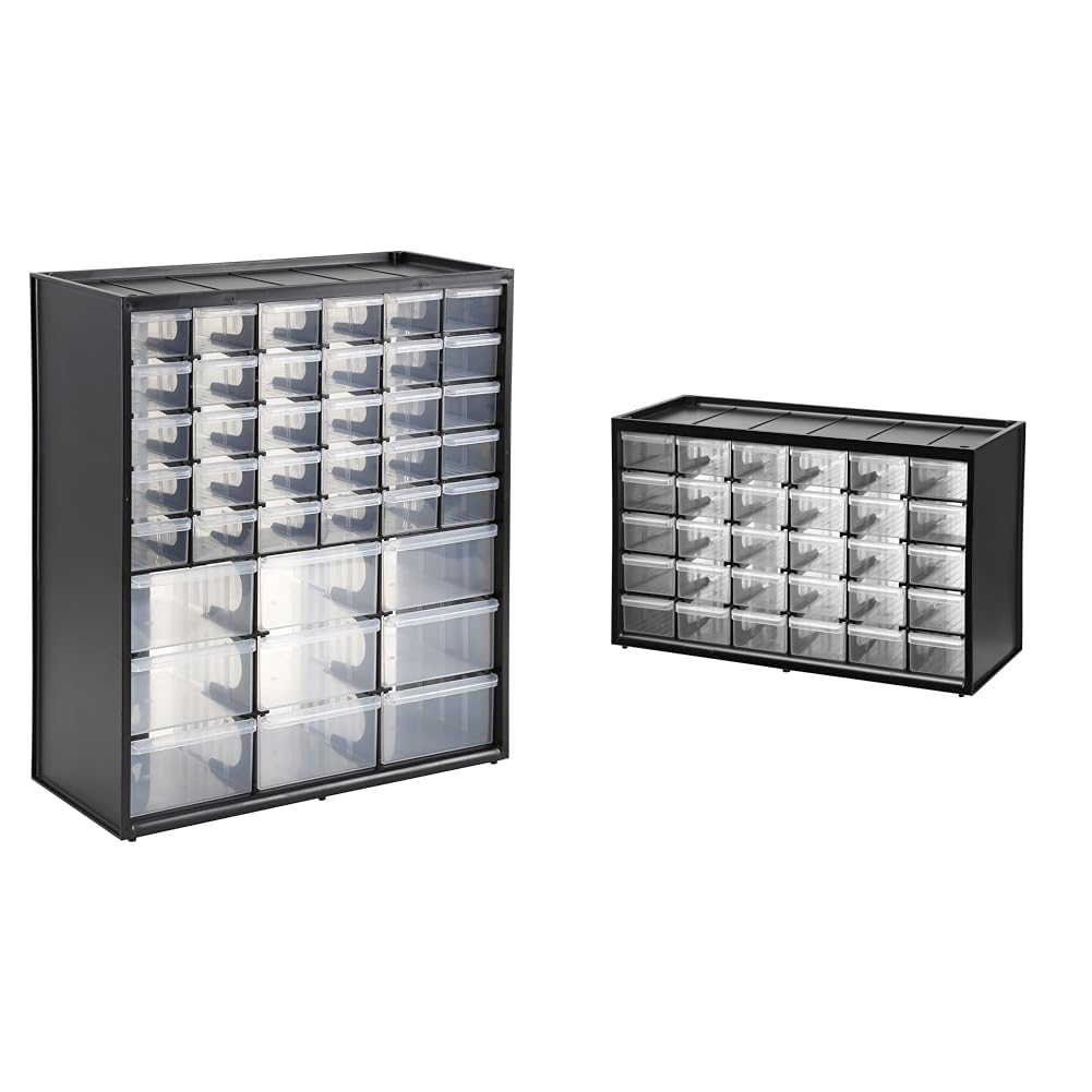 STANLEY 1-93-981 Caja de almacenamiento con 39 compartimentos & 1-93-980 - Caja de Almacenamiento para Piezas pequeñas con 30 cajones