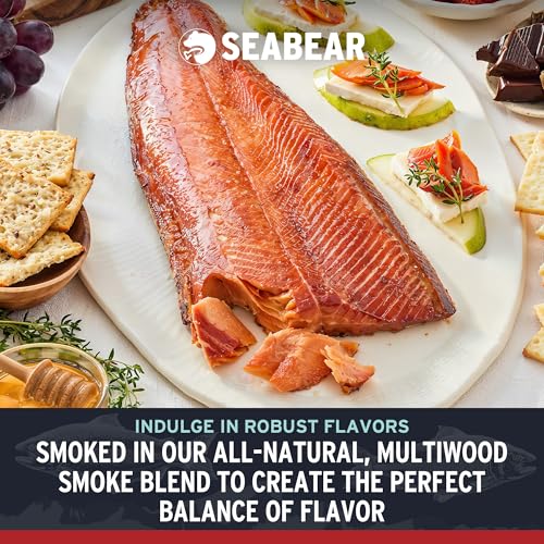 SeaBear Smoked Wild Sockeye Salmon 1 Lb Fillet Gift Box – Wild Caught Alaska Sockeye Fillet, Shelf Stable, Ready to Eat, 1 Pound Filet