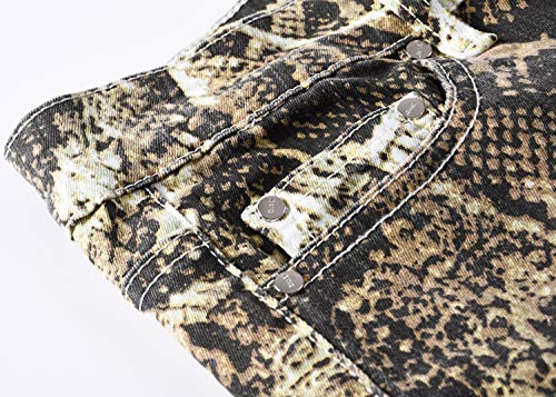 Men's Straight Slim Fit Snake Skin Printed Jeans Skinny Denim Pants3