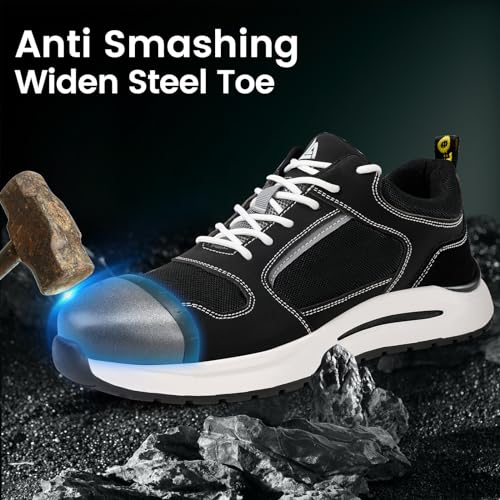 Image of LAoutun Steel Toe Shoes for Men Women Safety Work Shoes Indestructible Steel Toe Sneakers Lightweight Work Shoes Toe Shoes