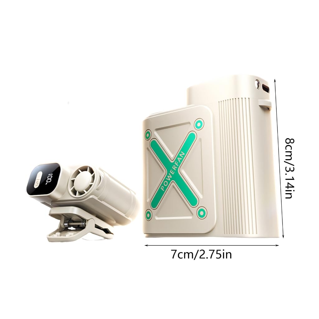 Ventilador portátil con clip para cinturón de 100 velocidades, pantalla digital, ventilador de refrigeración para colgar en la cintura, para trabajar al aire libre, senderismo, camping