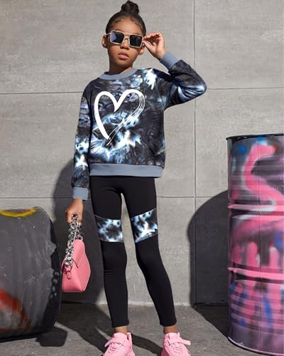 Image of Girls 2 Piece Outfits Kids Clothes Sets Sweatsuit Tracksuit Jogger Print Long Sleeve Sweatshirts Sweatpants 4-13Y