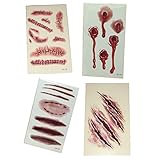 特殊メイク タトゥーシール 10枚セット (縫跡3枚、裂き傷3枚、切り傷2枚、穴傷2枚) コスチューム用小物