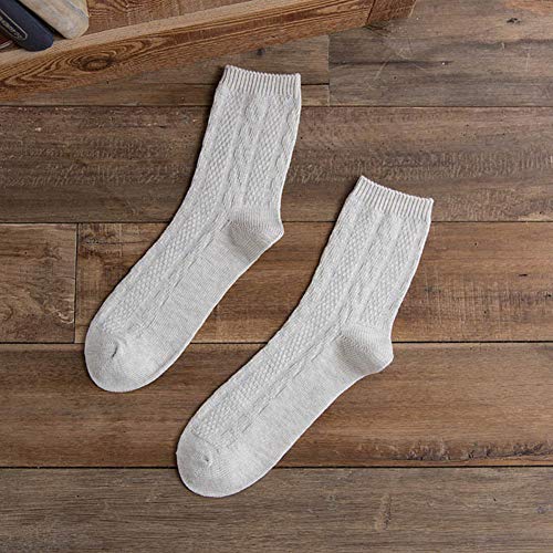 CXKWZ Men'S Socks 5 Pairs Men'S Socks Double Needle Long Tube Sock Autumn Winter Combed Cotton Soft Warm Solid Color