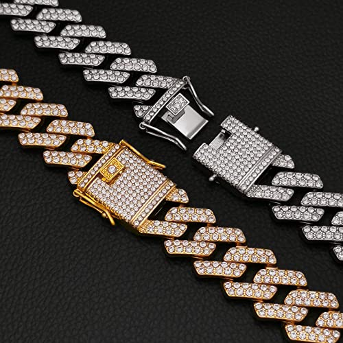 Mens Cuban Link Chain, 20MM Cuban Chain Zinc Alloy AAA+ Rhinestone Necklace for Men Hip Hop Chains4