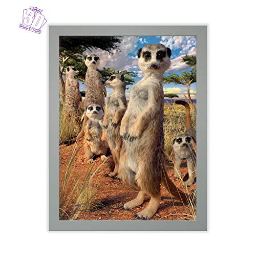 3D Livelife Lenticular Wall Art Prints - Meerkat Gaze From Deluxebase. Unframed 3D Safari Poster. Perfect Wall Decor. Original Artwork Licensed From Renowned Artist, David Penfound #TOP2