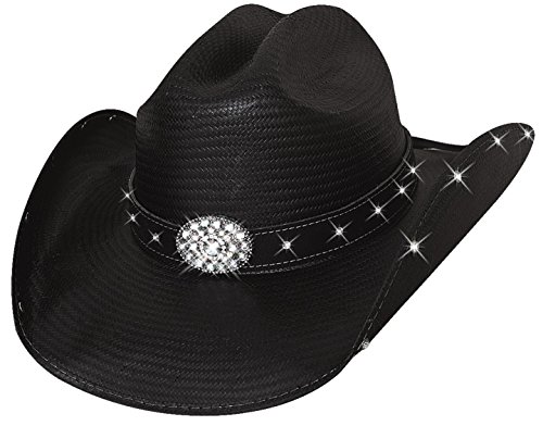 Terri Clark Montecarlo Bullhide Hats Here For A Good Time Shantung Panama Straw Western Cowboy Hat (Medium) Black #TOP6