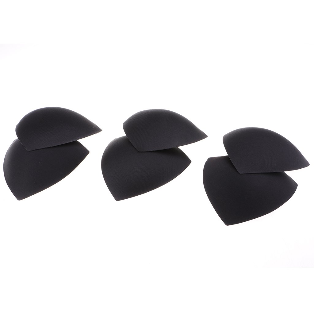 non-brand 3 Pairs Women Foam Triangle Bra Insert Pads Breast Pads for Swimsuit Bikini Tops, Black, as described