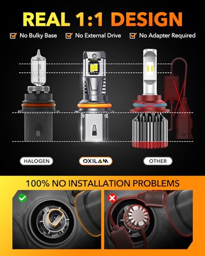 Image of OXILAM 9007 LED Light Bulbs, 1500% Ultra-Brightness, 3-Min Plug-N-Play HB5 Bulb Replacement, 20-Year Lifespan, No Flicker, 99% Compatible, Pack of 2