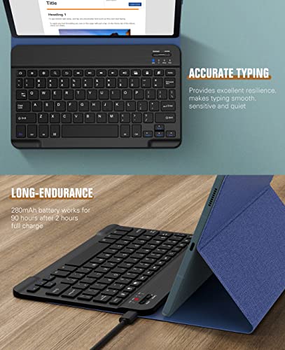 Moko Keyboard Case For Samsung Galaxy Tab S6 Lite 10.4 2020/2022 (Sm-P610/P615/P613/P619), Magnetic Cover Shell Case With Removable Wireless Keyboard Fit Galaxy Tab S6 Lite 2022, Demin Indigo #TOP6