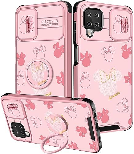 Qerrassa for Samsung Galaxy A12 Case Cute Cartoon A12 Phone Case for Women Girly Protective Cover with Camera Cover & Ring Stand Funny Shockproof Cases for Samsung A12, Heart Stit