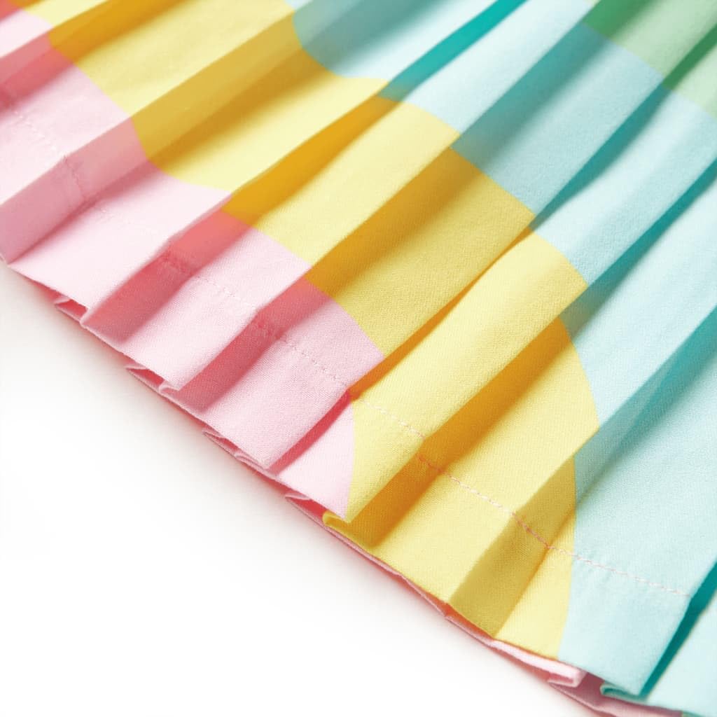 Gonna pieghevole per bambini rosa chiaro, taglia % poliestere, linea ad A, motivo arcobaleno, elastico in vita, pieghe piegate per ragazze