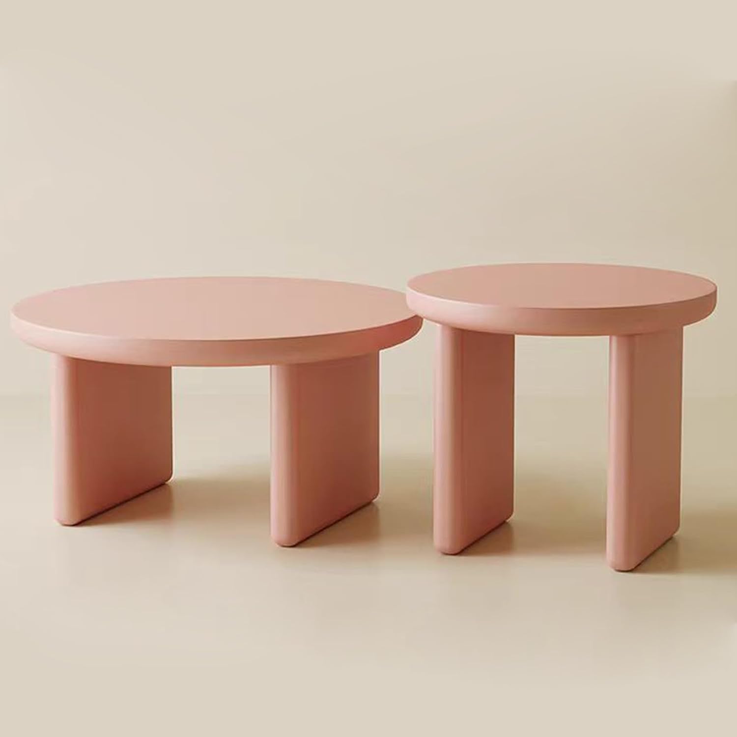 Nesting Table Set, Coffee Table Set of 2 with 5cm Thickened Base, Large Desktop Design, Stacking Side Tables, for Small Space, Office, Bedroom(Green)