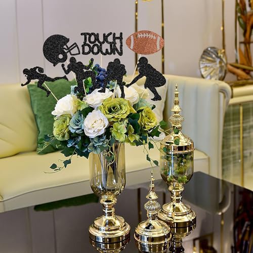 Gyufise 14Pcs Football Birthday Party Centerpiece Sticks Double Sided Rugby Ball Table Toppers Sports Theme Birthday Party Decoration for Football Touch Down Baby Shower Party Supplies - Image 3