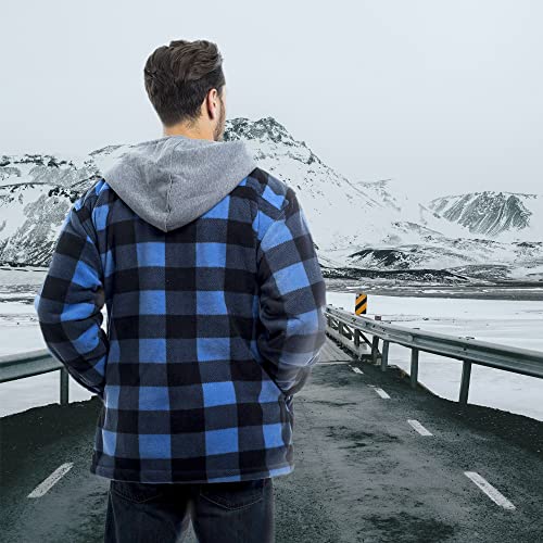 Image of TrailCrest Men's Warm Sherpa Lined Hoodie Fleece Shirt Jacket, Classic Zip Up Buffalo Plaid (Regular and Big & Tall Sizes)