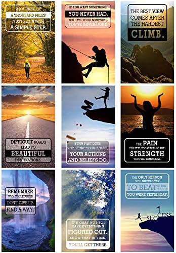 Outus 9 Pieces Inspirational Quote Wall Art Motivational Posters Quote Words Saying Wall Poster Painting Motivational Wall Art Inspirational Posters with Glue Point Dots, 17 x 11 Inch