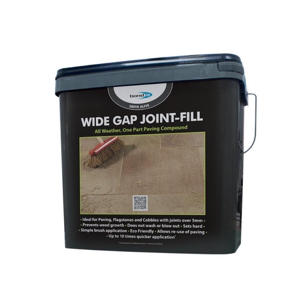 Bond It Wide Gap Paving Pointing Joint Filler Filling Compound Stones Black All Weather Brush-In Flags Stones Slabs 12kg