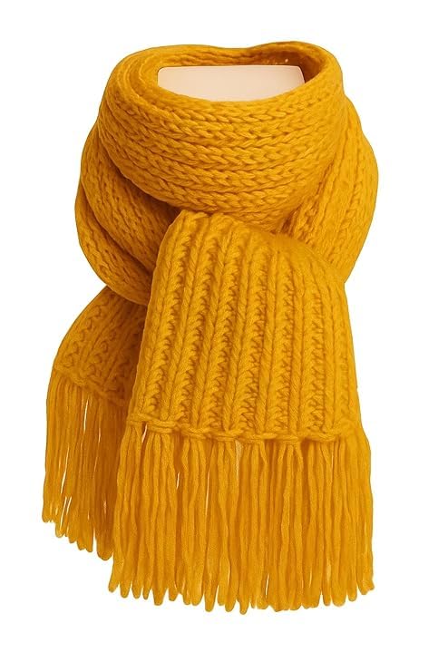 kreatknit Kreative -Mikasa muffler for Men & Women Casual Luxurious Premium Checkered Acrylic Woolen Muffler/Scarf/Stole for Winter (Orange)-picture-34