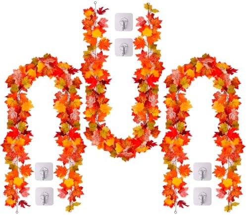 Halloween Garlands Black Maple Leaf Garland For Halloween Porch Indoor Outdoor Décoration Artificial Vines For Halloween Home Party Supplies 11.48ft Red