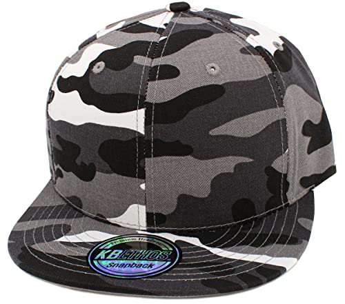 Image of KBETHOS Classic Snapback Hat Blank Cap Underbrim Cotton Wool Blend Flat Visor Adjustable Unisex