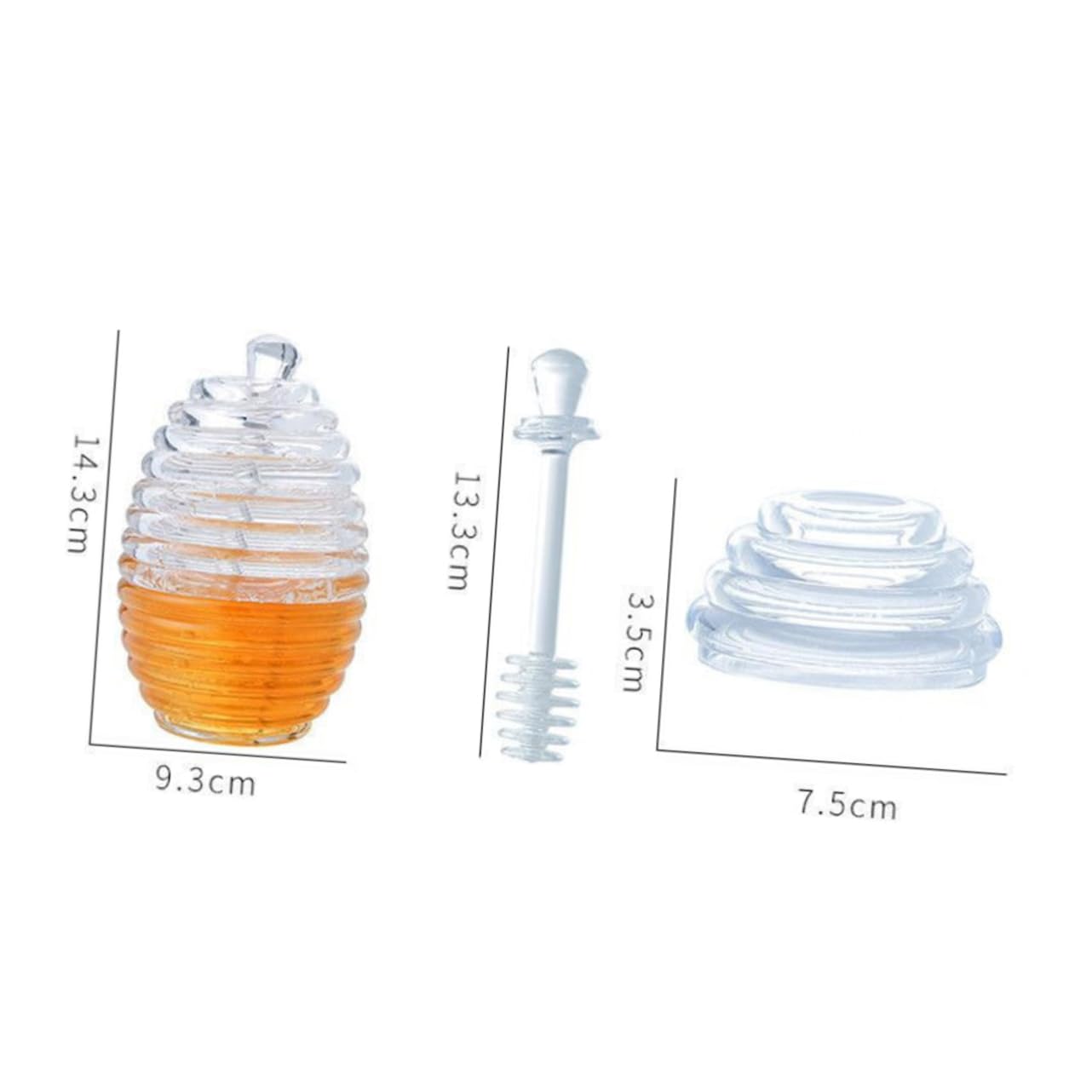 BRIGHTFUFU Pot Acylic Honey Jar Glass Dipper Jar for Syrup Storage Honey Container Juice Dispenser