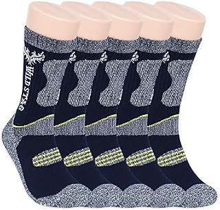 WILD STAG 5 Pairs Pack, Multi Performance Crew Socks For, Hiking Trekking Outdoor