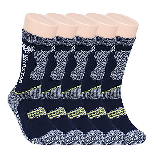 WILD STAG 5 Pairs Pack, Multi Performance Crew Socks For, Hiking Trekking Outdoor
