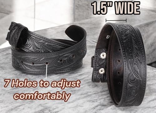 Image of F&L CLASSIC Western Belt without buckle for men - Full Grain Leather Cowboy Belts for jeans - One Piece Leather strap belt