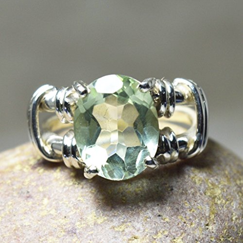 Bague améthyste verte en argent sterling, cadeau de naissance idéal