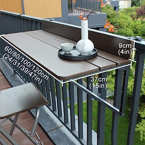 Wiszący stół balkonowy, składany, regulowany drążek zewnętrzny na tarasy i patio, trwała aluminiowa konstrukcja do użytku w ogrodzie