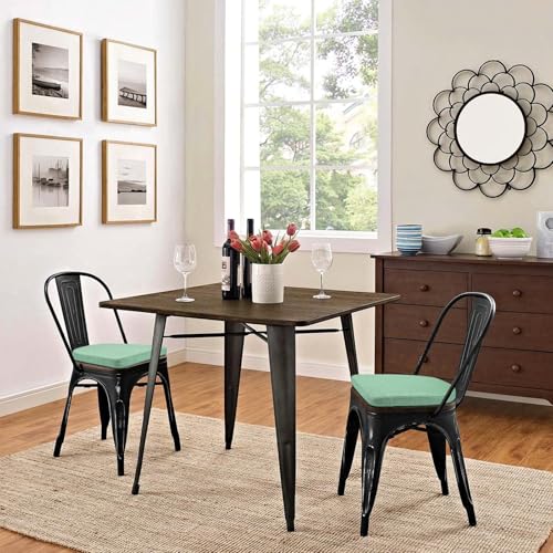 Image of BUYUE Friendly Woven Fabric 14x14 Magnetic Cushion for Metal Chair 1 Piece, Enhanced Anti-Slip Seat Pad for Dining Kitchen Cafe Stackable Chair (U-Shape, Light Green, 1 Count)