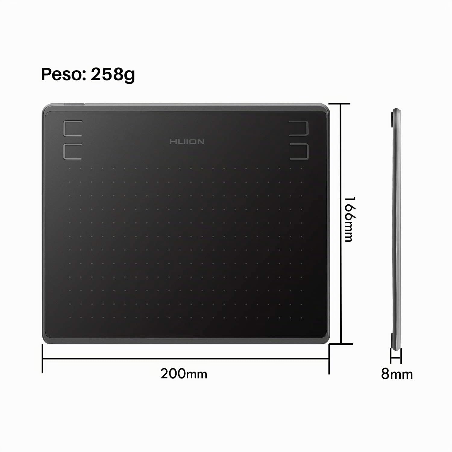 HUION HS64 Tavoletta Grafica con Penna a Pressione 8192 Senza Batteria con Pressione a Quattro Tasti Supporta il Sistema Operativo Android 6.0, Windows e MacOS