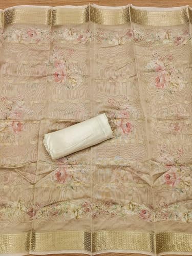 Image of Pandadi Saree Women's Organza with Handwork Embellishments Unstitched Salwar Suit Dress Material