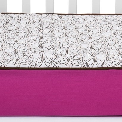 Bacati Damask Pink/Choc Quilted Top Crib Fitted Sheet #TOP4