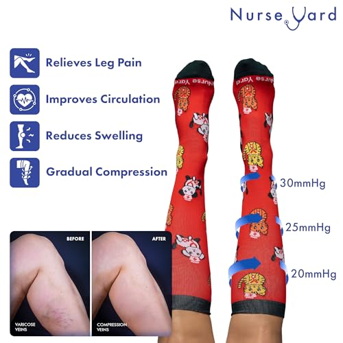 Image of Nurse Yard Compression Socks for Nurses - Women & Men - 20-30mmHg Graduated Compression, For Medical Staff, Athletes - 1 Pair