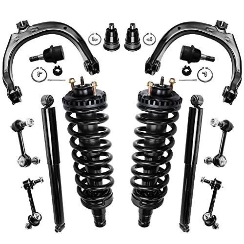 Image of Detroit Axle - 14pc Suspension Kit for Chevy Trailblazer EXT GMC Envoy XL XUV Buick Rainier Olds Bravada Saab 9-7X Isuzu Ascender, Struts Upper Control Arms Shocks Ball Joints Sway Bars Replacement