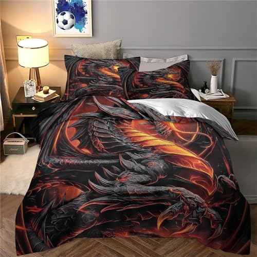 Parure de lit microfibre haut de gamme imprimé dragon 3D - 6