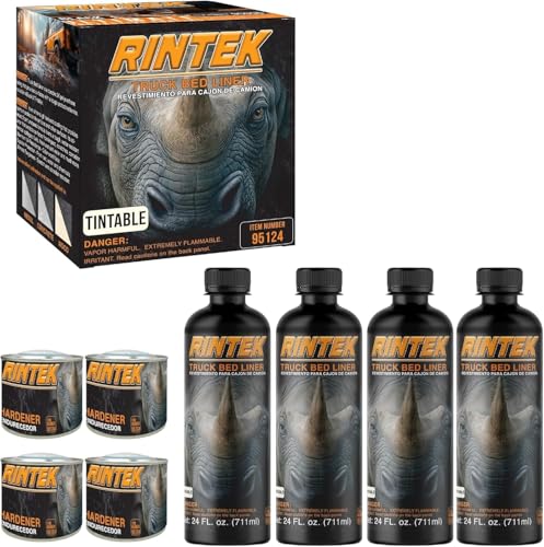 Rintek Urethane Spray-On Truck Bed Liner Kit â€“ Durable Textured Coating â€“ Mix, Shake & Shoot â€“ 1 or 2 Gallon â€“ Black or Tintable â€“ Available With or Without Spray Gun (Tintable â€“ No Gun, 1 Gallon)