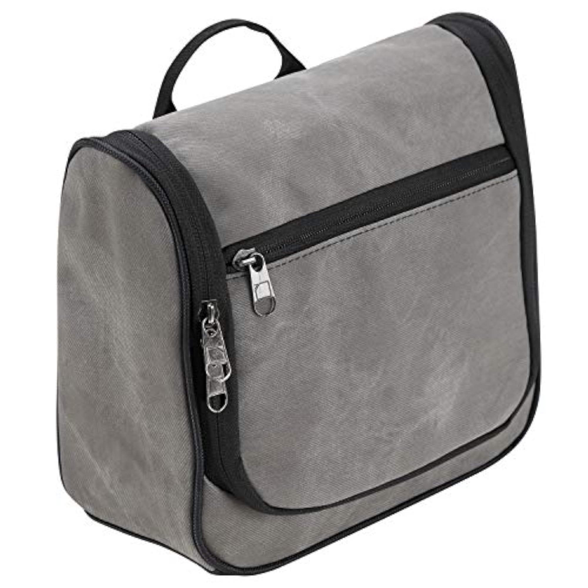 Brushed Twill Hanging Toiletry Kit, Gray