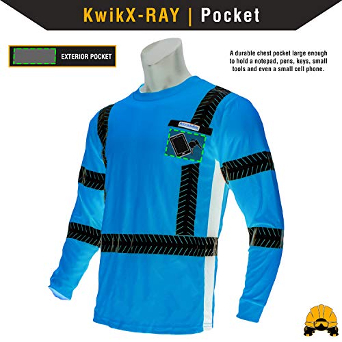 KwikSafety (Charlotte, NC) RENAISSANCE MAN Long Sleeve (w/POCKET) Class 3 ANSI High Visibility Safety Shirt Fishbone Reflective Tape Construction Security Hi Vis Clothing Men | Yellow Medium