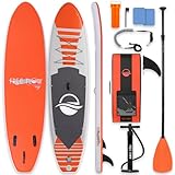 SereneLife Inflatable Stand Up Paddle Board - Wide Stable Design, Non-Slip Deck for Adults & Youth with Premium Paddle Board Accessories: Carry Bag, Dual Action Pump, Paddle, Ankle Leash - 10'6'