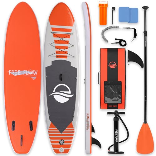 SereneLife Inflatable Stand Up Paddle Board - Wide Stable Design, Non-Slip Deck for Adults & Youth with Premium Paddle Board Accessories: Carry Bag, Dual Action Pump, Paddle, Ankle Leash - 10'6"