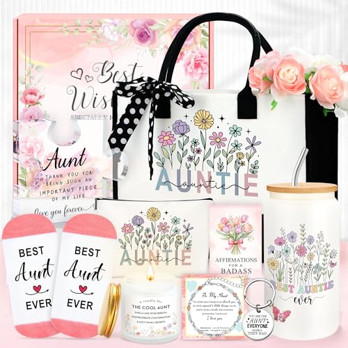 Image of Aunt Gifts for Women Best Auntie Gift Ideas Great Aunt Birthday Gifts for Aunts from Nephew Niece Kids Funny Best Aunts Ever Gift Set Cool Favorite Auntie Club Presents for Women Who Have Everything
