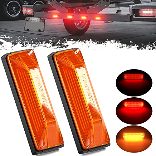 Pseqt Led Trailer Clearance Marker Emergency Strobe Lights Motorcycle Brake Turn Signal Stop Tail Light Waterproof For Truck Car Atv Utv 28Led Amber + Red Warning Flashing Lamp12V 24V #TOP19
