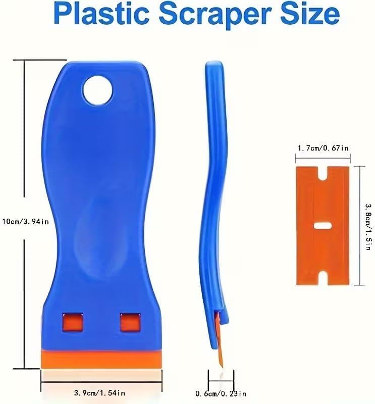 7Pcs 1 Set Plastic Razors, Scrapers, Label Removal Tools, Easily Removes Wall Paint, Stickers, And Vinyl Adhesives, Black
