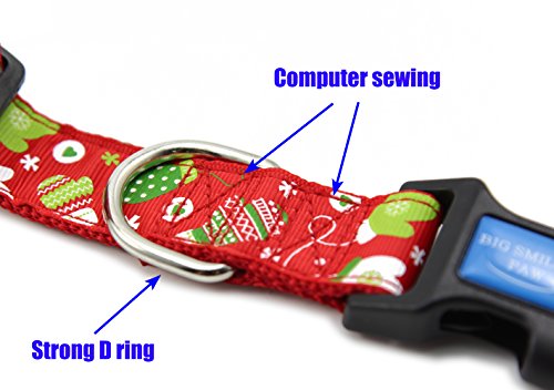 Big Smile Paw Nylon Dog Collar Adjustable,Christmas/Winter Theme (L) #TOP3